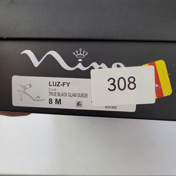 NEW Nina Luz-Fy Womens 8M Black Glam Suede Sandals Composition Leather Sole - Picture 7 of 7